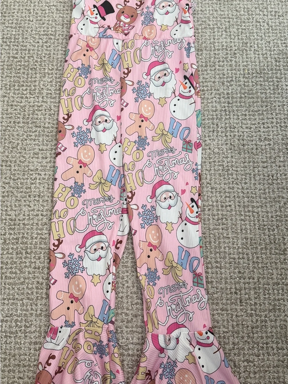 Kids Pink Christmas romper Santa & Snowman Print